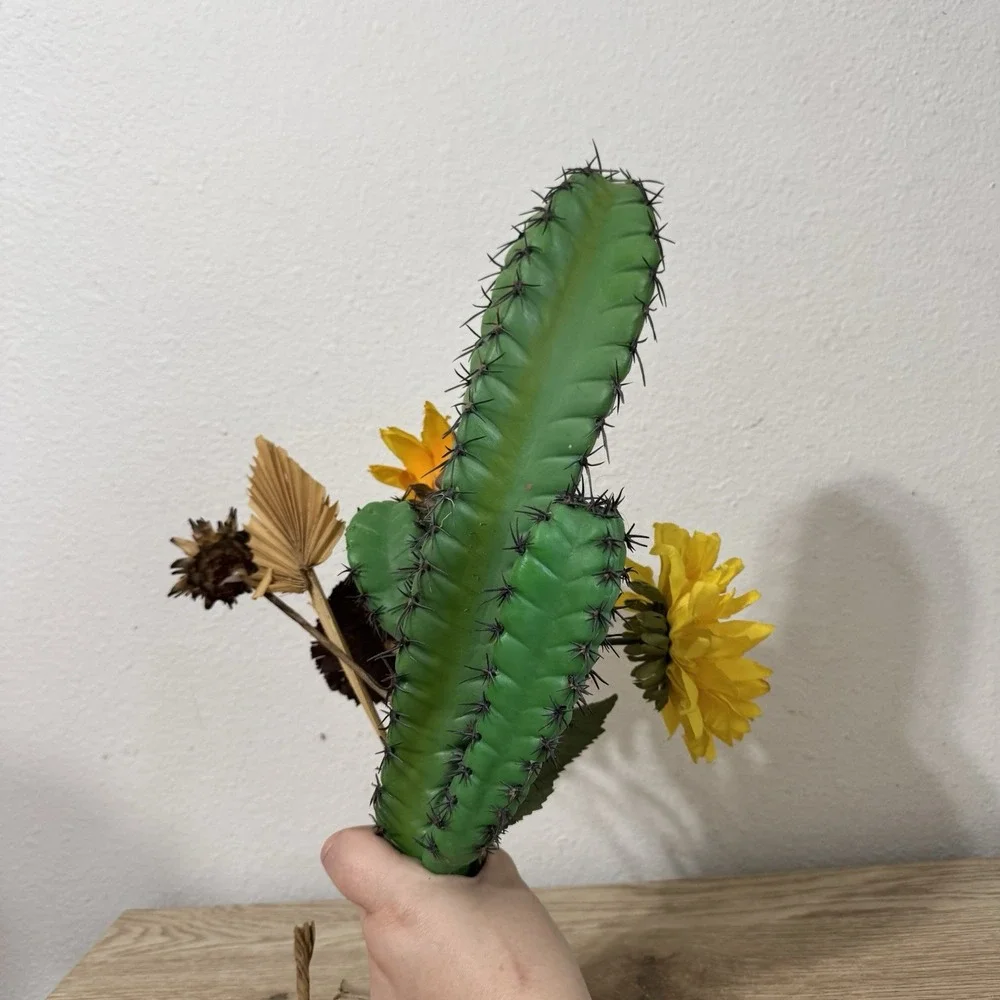 Southwestern Faux Floral Arrangement Vase Filler Western Cactus Sunflowers‎